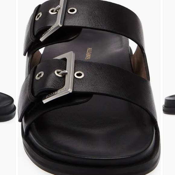 All Saints Black Sandals with Silver Buckles - Picture 8 of 10